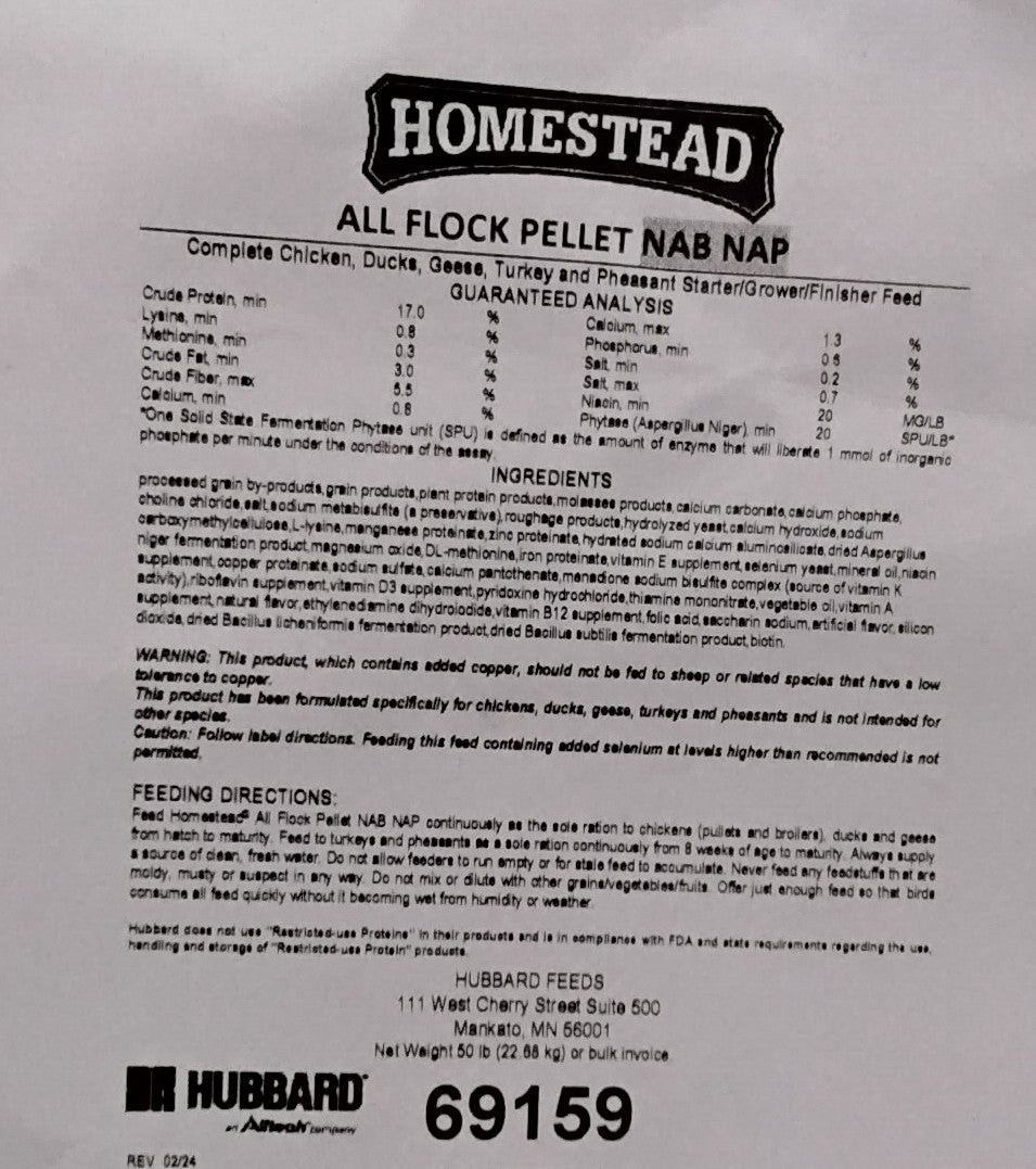 Homestead All Flock 18% Mini Pellet