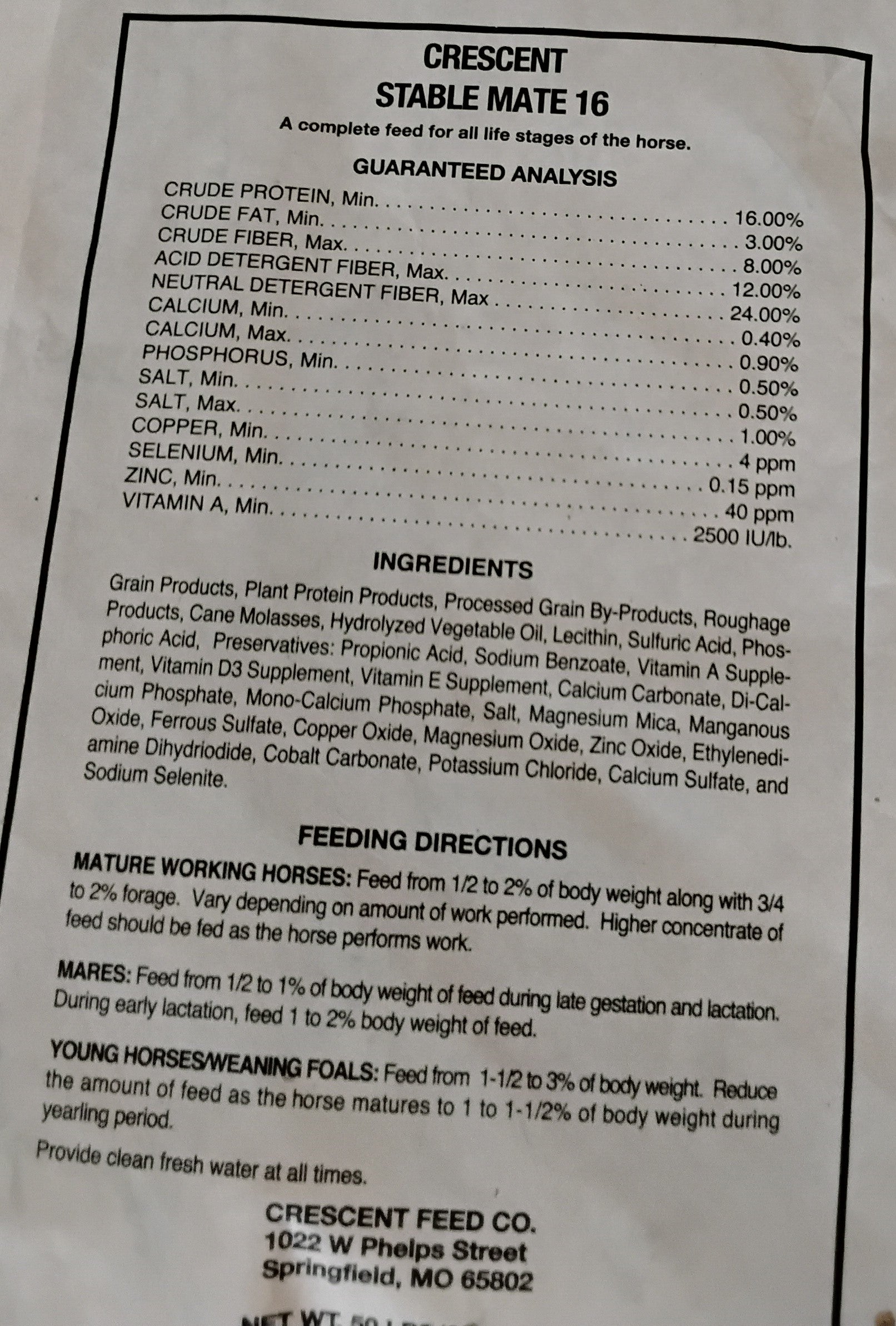 Crescent Stablemate 16%