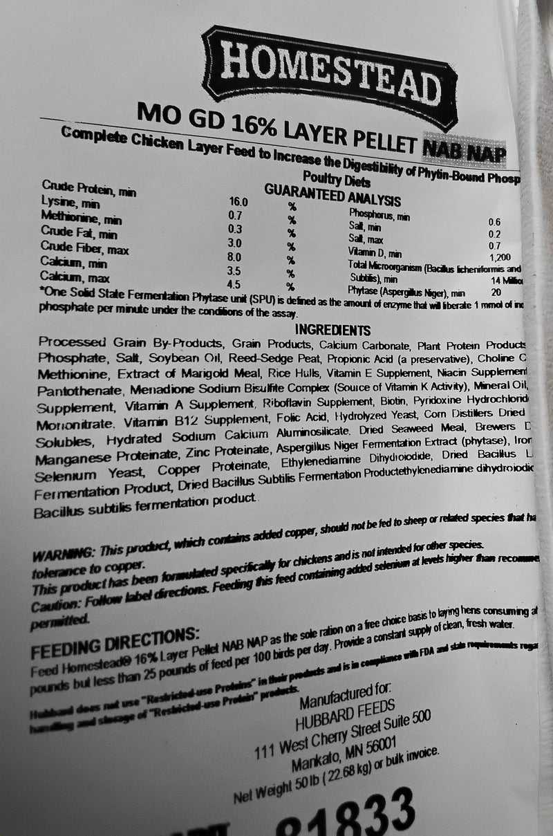 Homestead Layer Pellets 16%