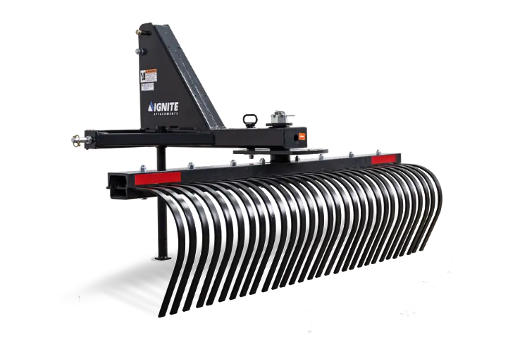 IGNITE 60 Inch Landscape Rake HD — Heavy-Duty 60-Inch Rake Attachment